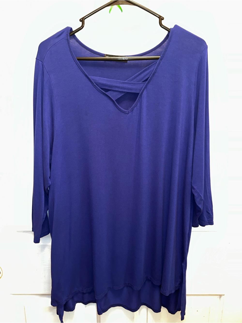 Kim & Cami Royal Blue Crisscross V-Neck Long Sleeve Tunic